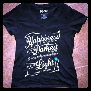 Harry Potter HAPPINESS QUOTE black v-neck shirt